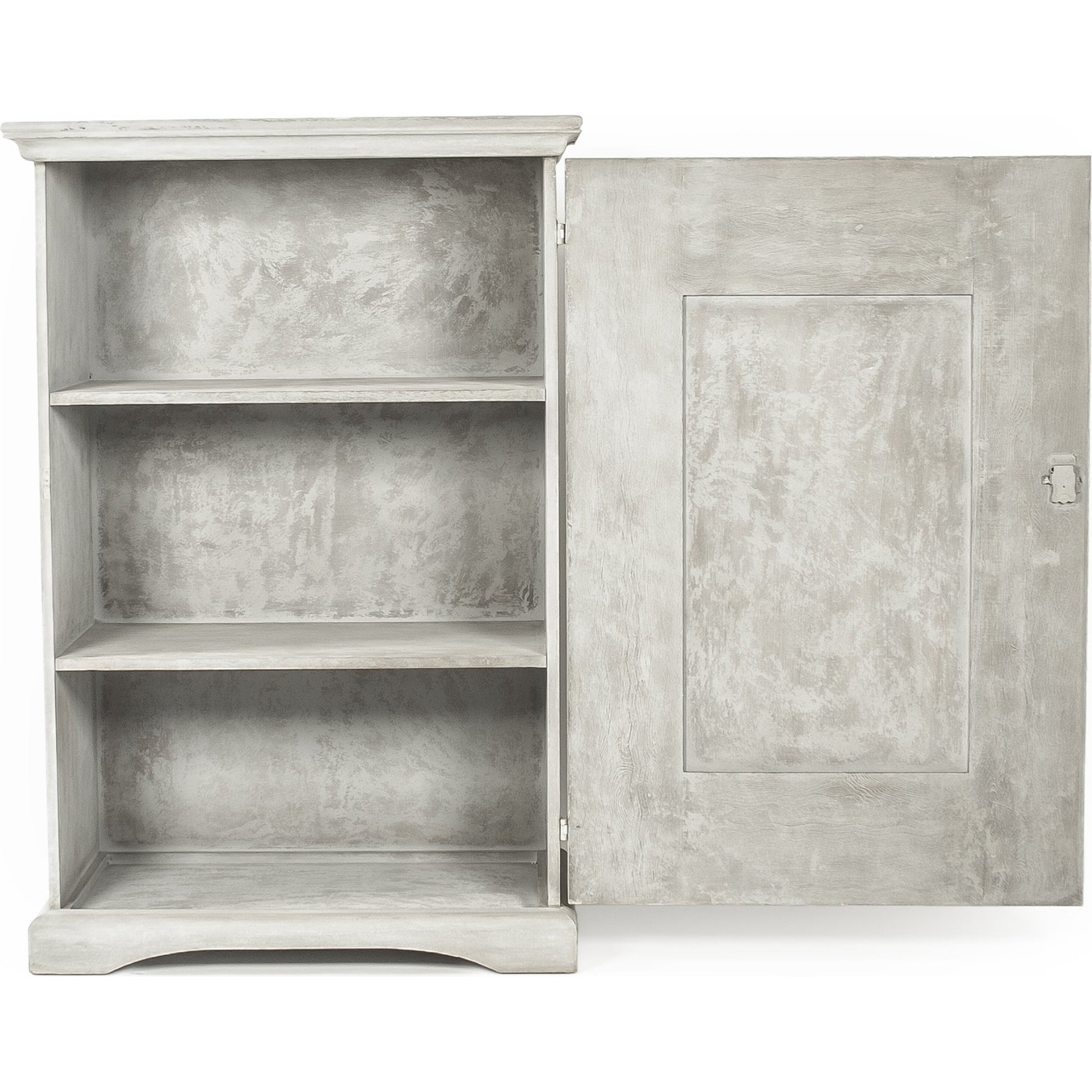 Angelo Cabinet by Zentique in light gray and pine, poplar. Made from pine, poplar in a traditional style.