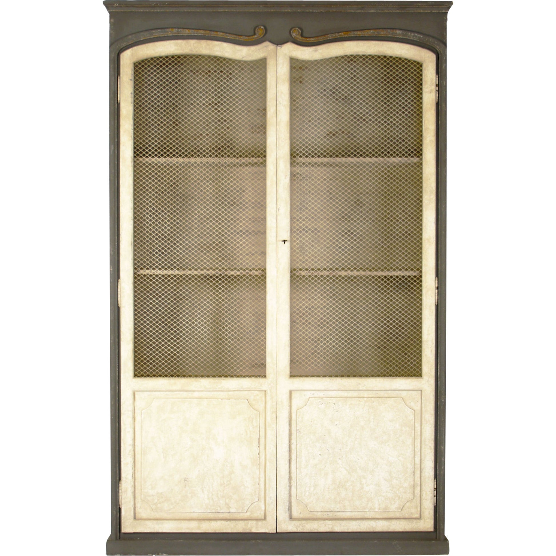 Alexander Cabinet by Zentique in distressed off-white, distressed gray and pine, poplar. Made from pine, poplar in a cottage & farmhouse style.
