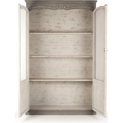 Alexander Cabinet by Zentique in distressed off-white, distressed gray and pine, poplar. Made from pine, poplar in a cottage & farmhouse style.