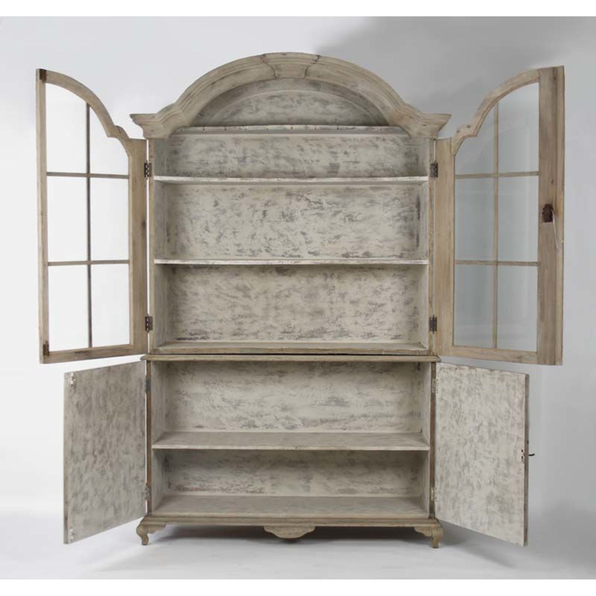 Hugh Cabinet by Zentique in weathered, distressed off-white and beech, poplar. Made from beech, poplar in a traditional style.