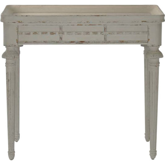 Macon Side Table by Zentique in distressed gray and birch, poplar. Made from birch, poplar in a traditional style.