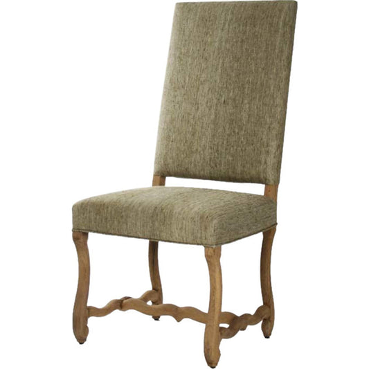 Freija Dining Chair by Zentique in dry natural finish, olive green raw silk and oak. Made from oak in a transitional style.