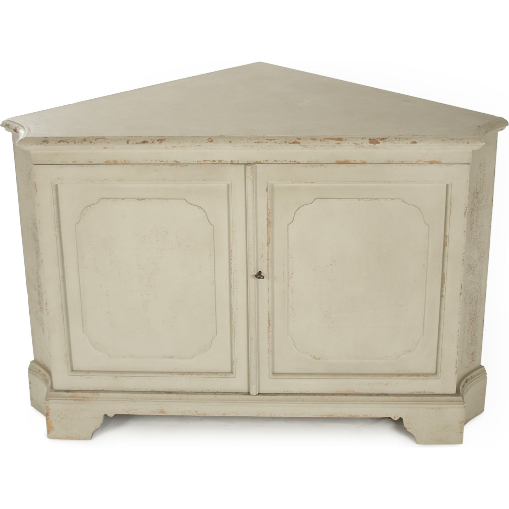 Dennis Cabinet by Zentique in distressed cream and pine, poplar. Made from pine, poplar in a traditional style.