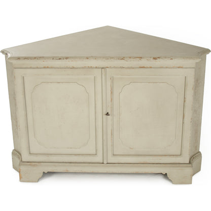 Dennis Cabinet by Zentique in distressed cream and pine, poplar. Made from pine, poplar in a traditional style.