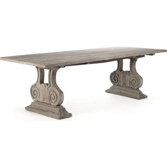 Toby Dining Table by Zentique in weathered and elm, pine, poplar. Made from elm, pine, poplar in a traditional style.