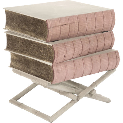 Lyle Side Table by Zentique in off-white, muted red, gold leaf and birch, poplar. Made from birch, poplar in a eclectic & global style.