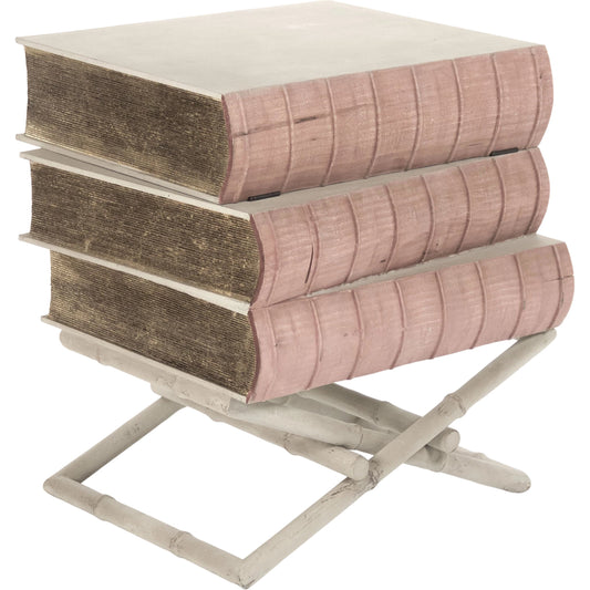 Lyle Side Table by Zentique in off-white, muted red, gold leaf and birch, poplar. Made from birch, poplar in a eclectic & global style.