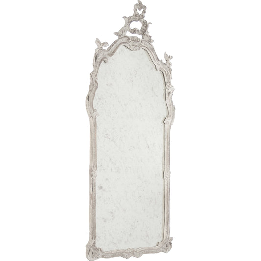 Becky Mirror by Zentique in distressed off-white and oak. Made from oak in a traditional style.