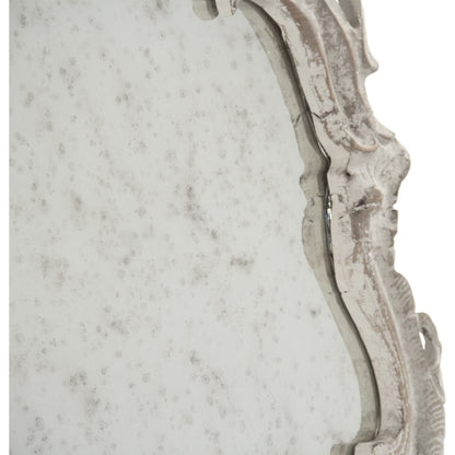 Becky Mirror by Zentique in distressed off-white and oak. Made from oak in a traditional style.