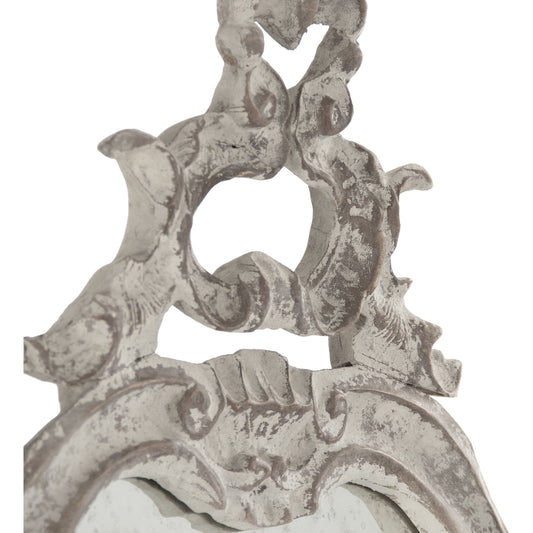 Becky Mirror by Zentique in distressed off-white and oak. Made from oak in a traditional style.