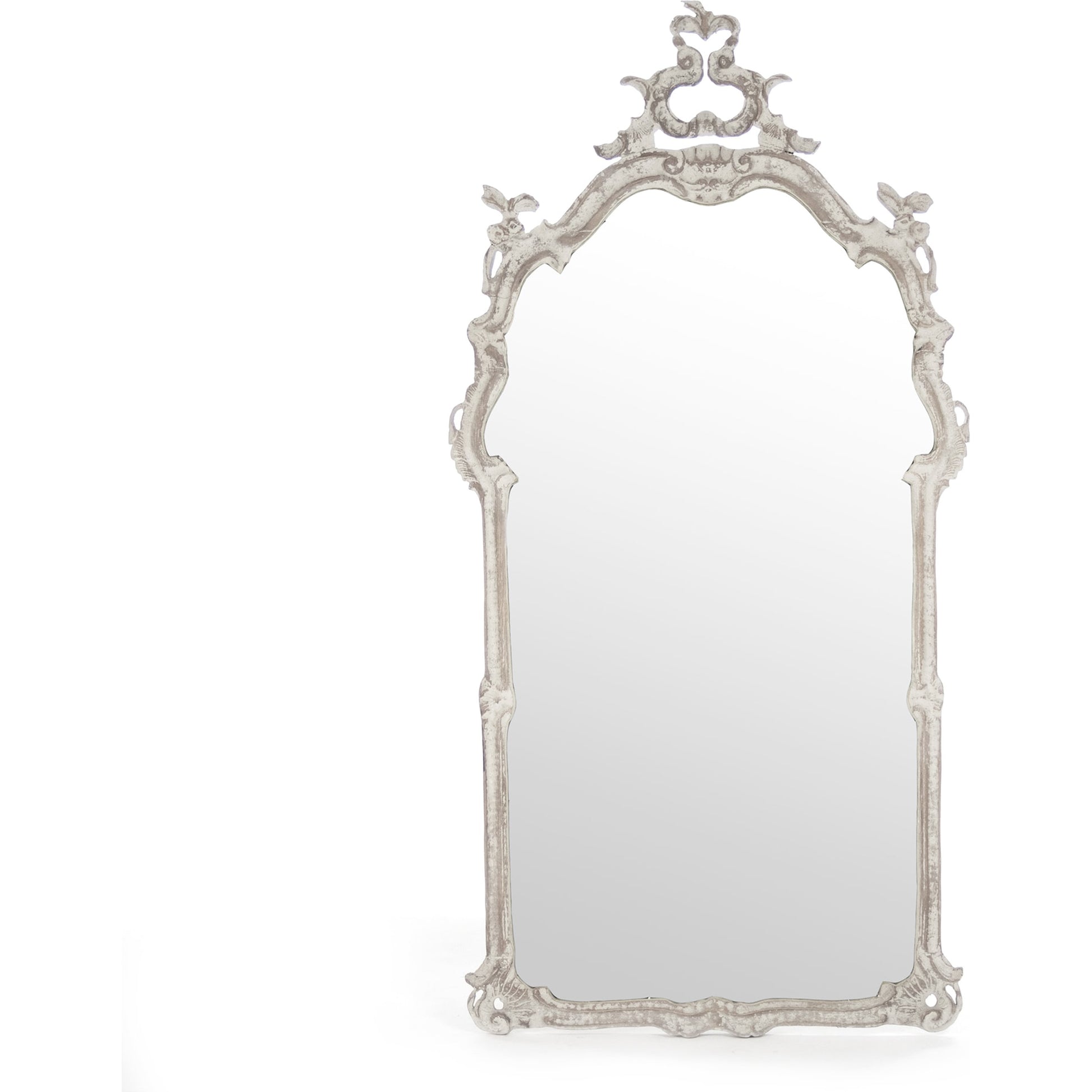 Becky Mirror by Zentique in distressed off-white and oak. Made from oak in a traditional style.