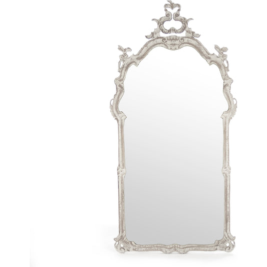 Becky Mirror by Zentique in distressed off-white and oak. Made from oak in a traditional style.