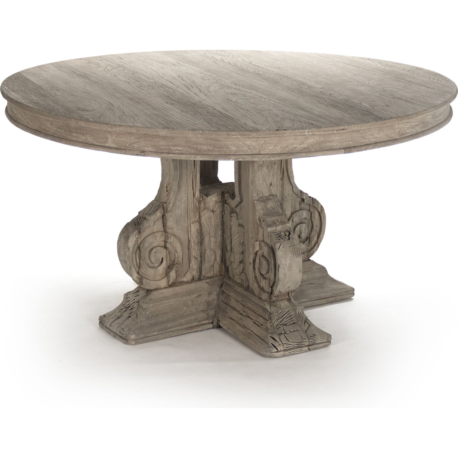 Adam Table by Zentique in weathered and poplar, elm. Made from poplar, elm in a transitional style.