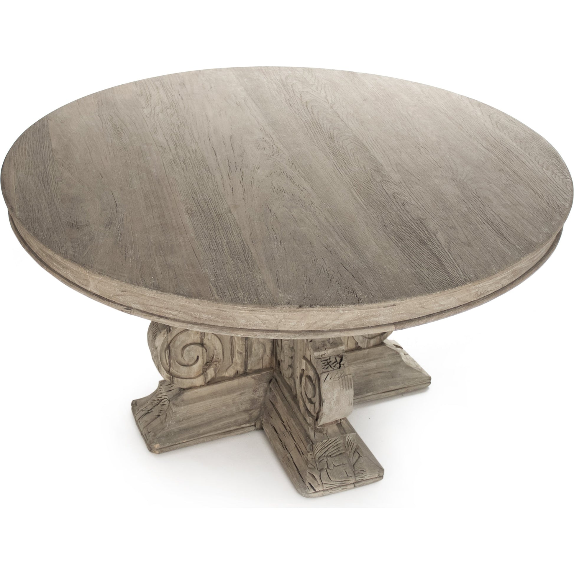 Adam Table by Zentique in weathered and poplar, elm. Made from poplar, elm in a transitional style.