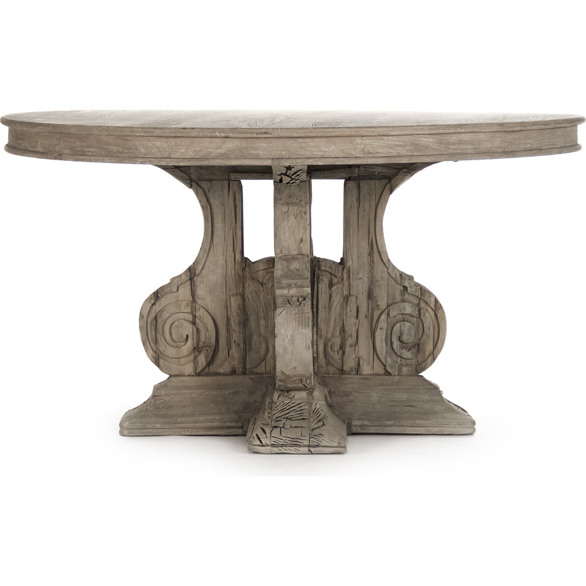 Adam Table by Zentique in weathered and poplar, elm. Made from poplar, elm in a transitional style.