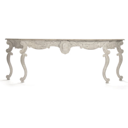 Abraham Table by Zentique in natural top, distressed off-white base and birch, elm. Made from birch, elm in a traditional style.