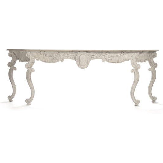 Abraham Table by Zentique in natural top, distressed off-white base and birch, elm. Made from birch, elm in a traditional style.
