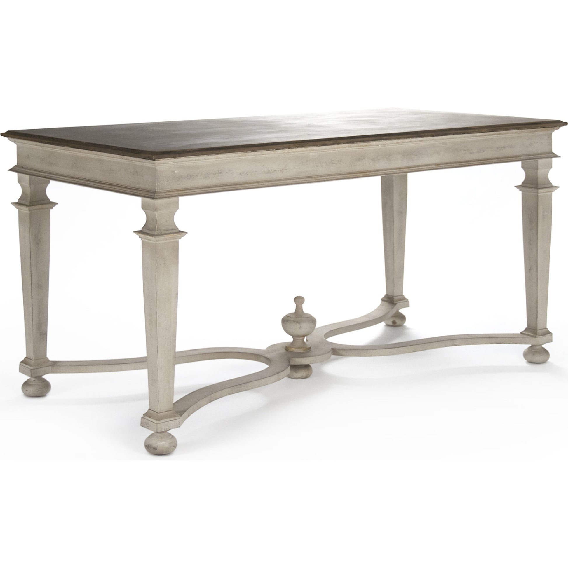 Tiffany Table by Zentique in distressed brown top, distressed off-white base and birch. Made from birch in a cottage & farmhouse style.