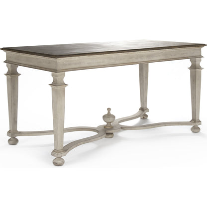 Tiffany Table by Zentique in distressed brown top, distressed off-white base and birch. Made from birch in a cottage & farmhouse style.