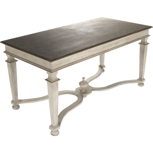 Tiffany Table by Zentique in distressed brown top, distressed off-white base and birch. Made from birch in a cottage & farmhouse style.