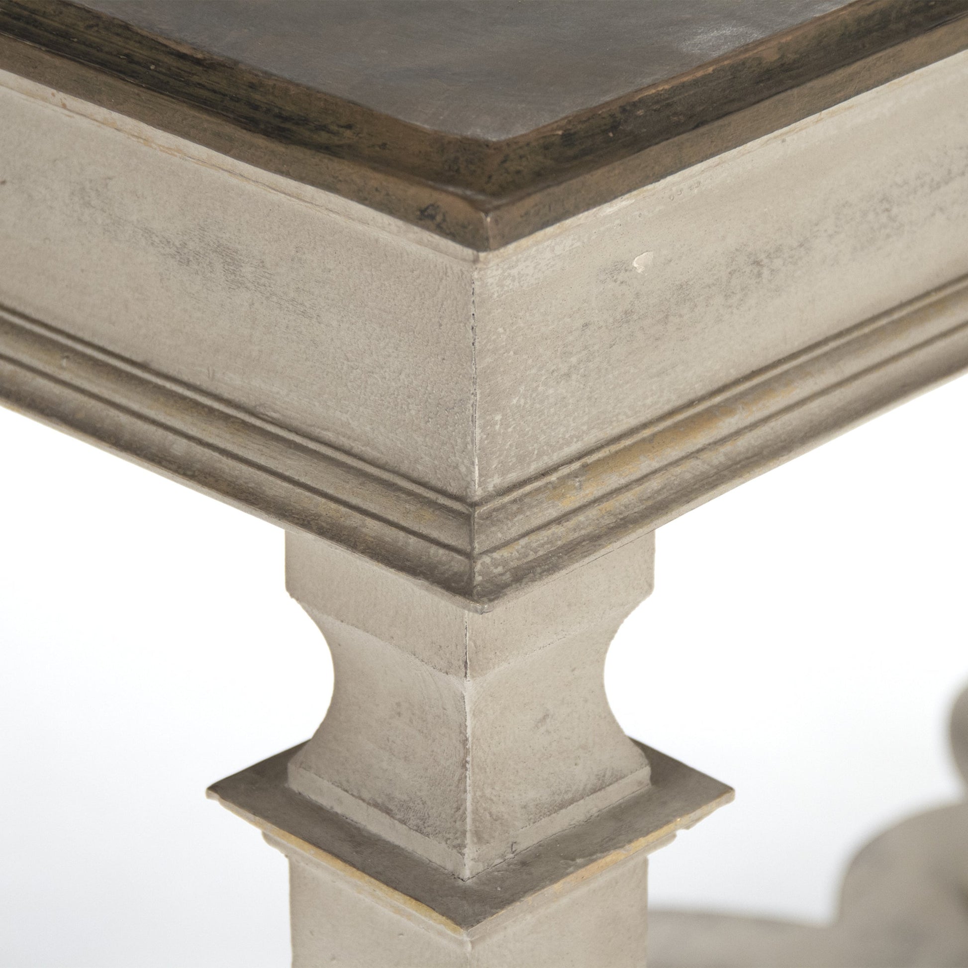 Tiffany Table by Zentique in distressed brown top, distressed off-white base and birch. Made from birch in a cottage & farmhouse style.