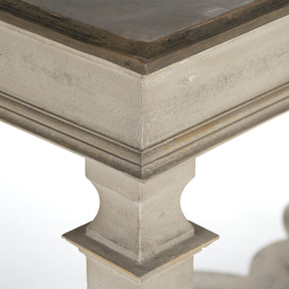 Tiffany Table by Zentique in distressed brown top, distressed off-white base and birch. Made from birch in a cottage & farmhouse style.