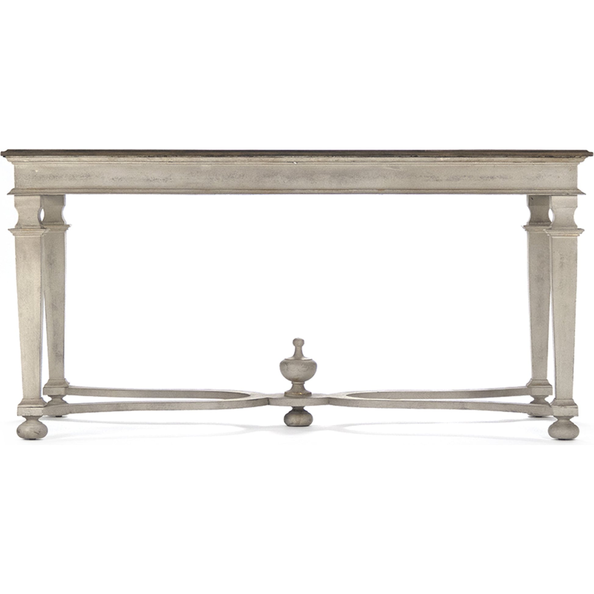 Tiffany Table by Zentique in distressed brown top, distressed off-white base and birch. Made from birch in a cottage & farmhouse style.