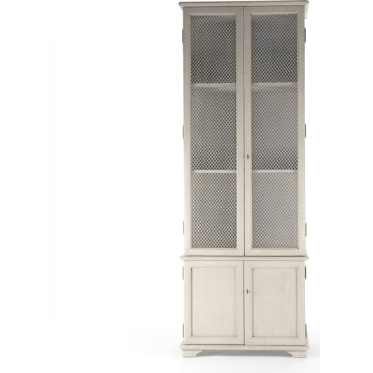 Chaline Cabinet by Zentique in distressed taupe and pine. Made from pine in a traditional style.
