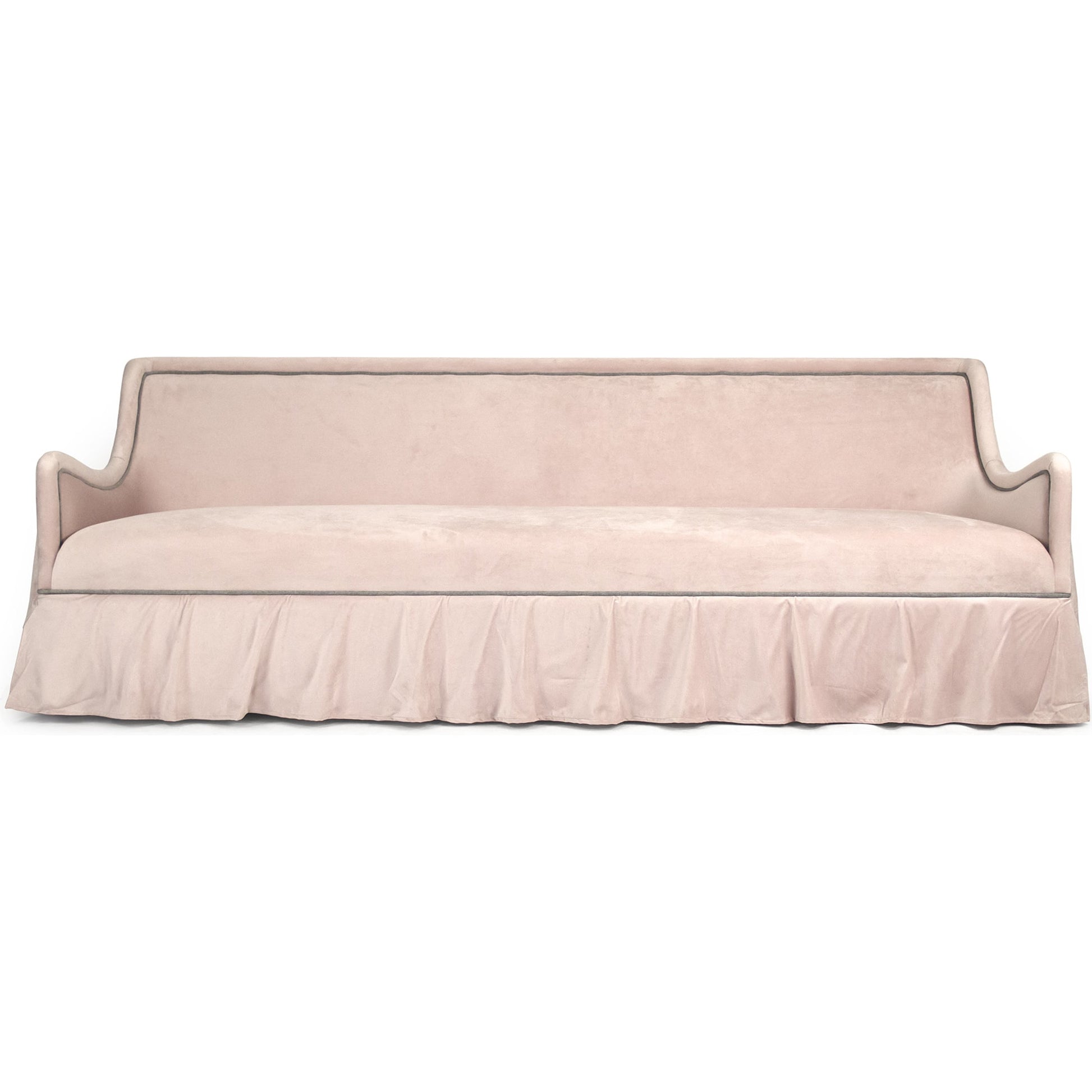Audrey Sofa by Zentique in pink velvet and pine. Made from birch in a traditional style.