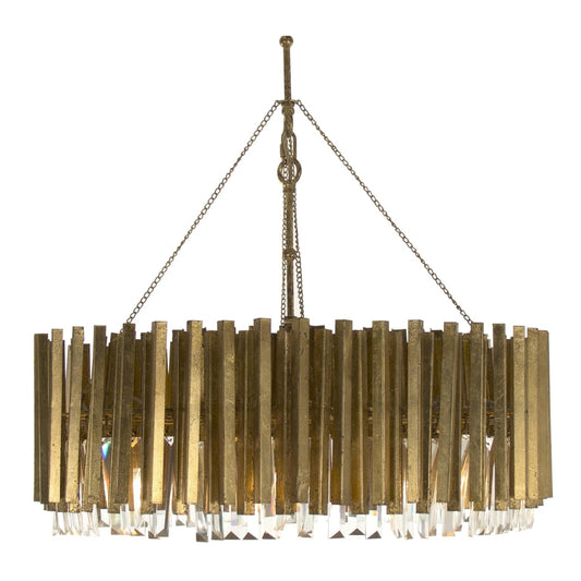 Crystal Tier Chandelier by Zentique in gold leaf and metal. Made from metal in a traditional style.