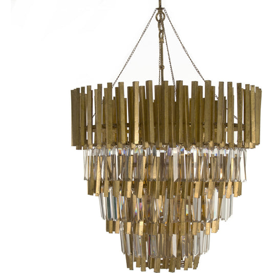 Crystal Chandelier by Zentique in gold leaf and metal. Made from metal in a traditional style.