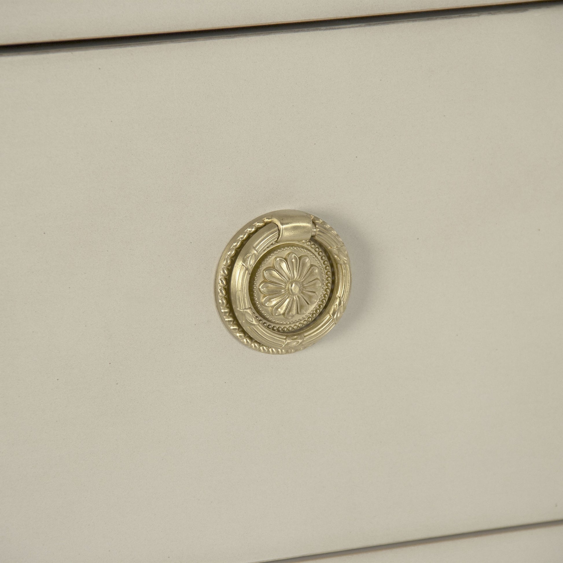 Anjelica Dresser by Zentique in off-white, gold leaf and beech, plywood. Made from beech, plywood in a traditional style.