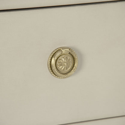 Anjelica Dresser by Zentique in off-white, gold leaf and beech, plywood. Made from beech, plywood in a traditional style.