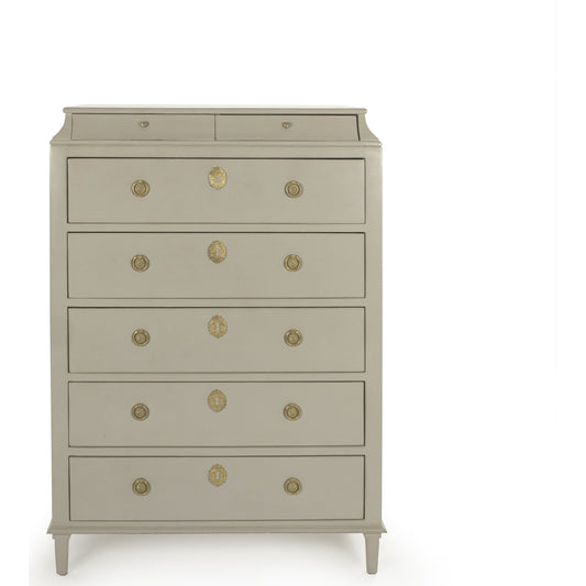 Anjelica Dresser by Zentique in off-white, gold leaf and beech, plywood. Made from beech, plywood in a traditional style.