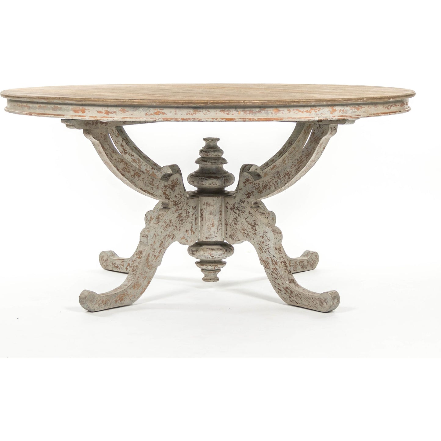 003 S-338143 | Additional Silo | Provence Dining Table by Zentique in natural top, distressed gray and elm. Made from elm in a traditional style.