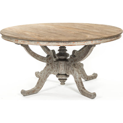 Provence Dining Table by Zentique in natural top, distressed gray and elm. Made from elm in a traditional style.