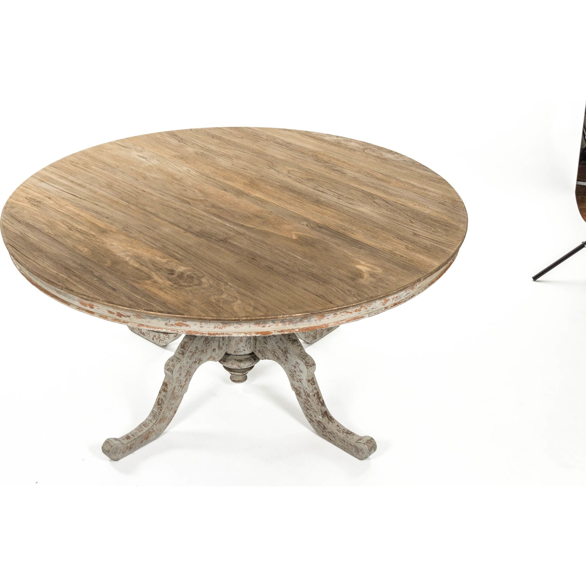 Provence Dining Table by Zentique in natural top, distressed gray and elm. Made from elm in a traditional style.