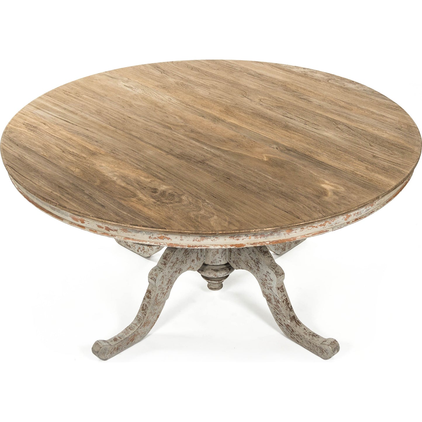 005 S-338143 | Additional Silo | Provence Dining Table by Zentique in natural top, distressed gray and elm. Made from elm in a traditional style.