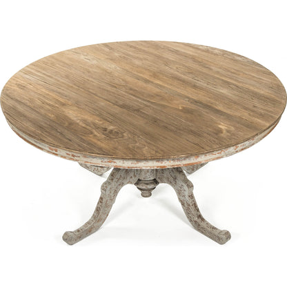 Provence Dining Table by Zentique in natural top, distressed gray and elm. Made from elm in a traditional style.