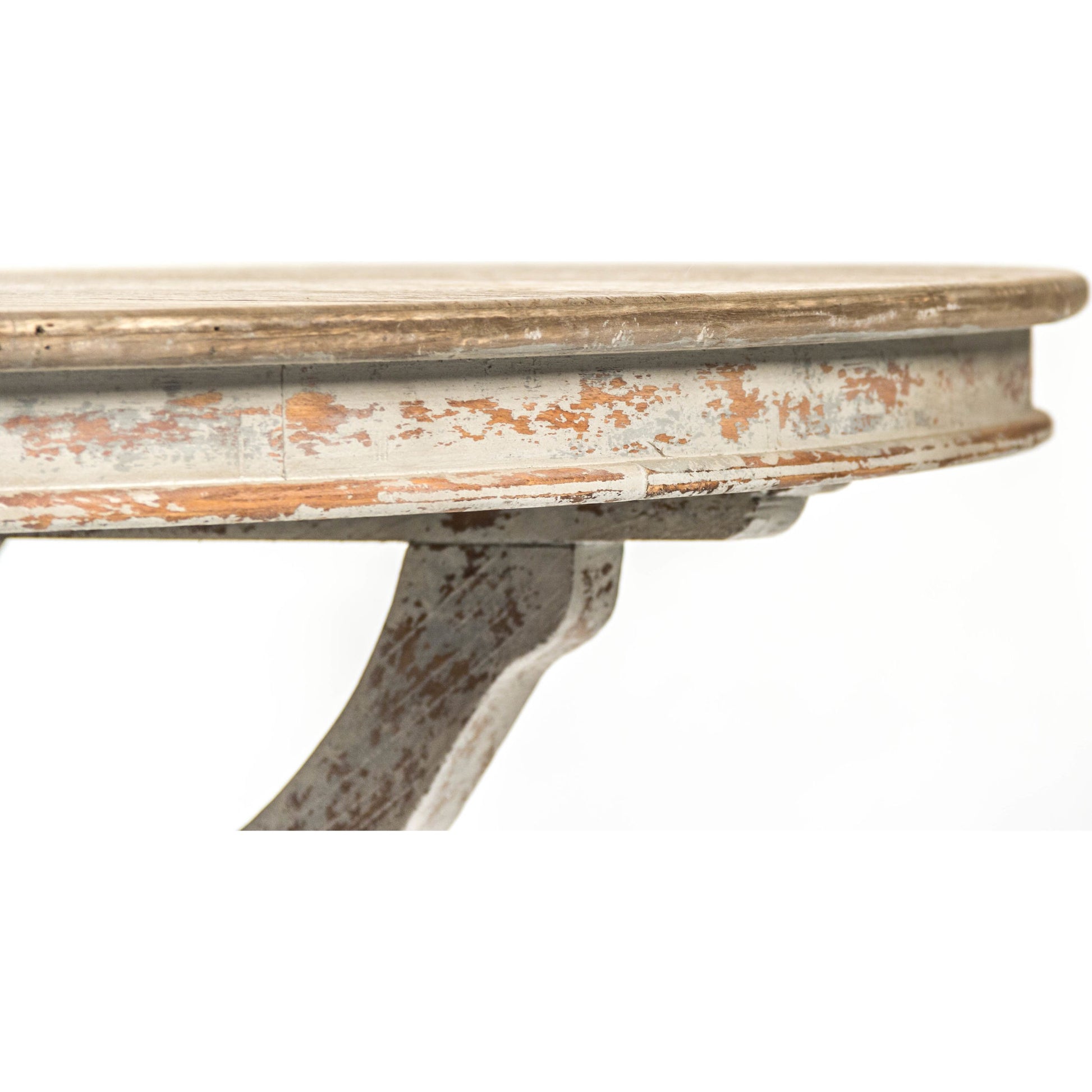 Provence Dining Table by Zentique in natural top, distressed gray and elm. Made from elm in a traditional style.