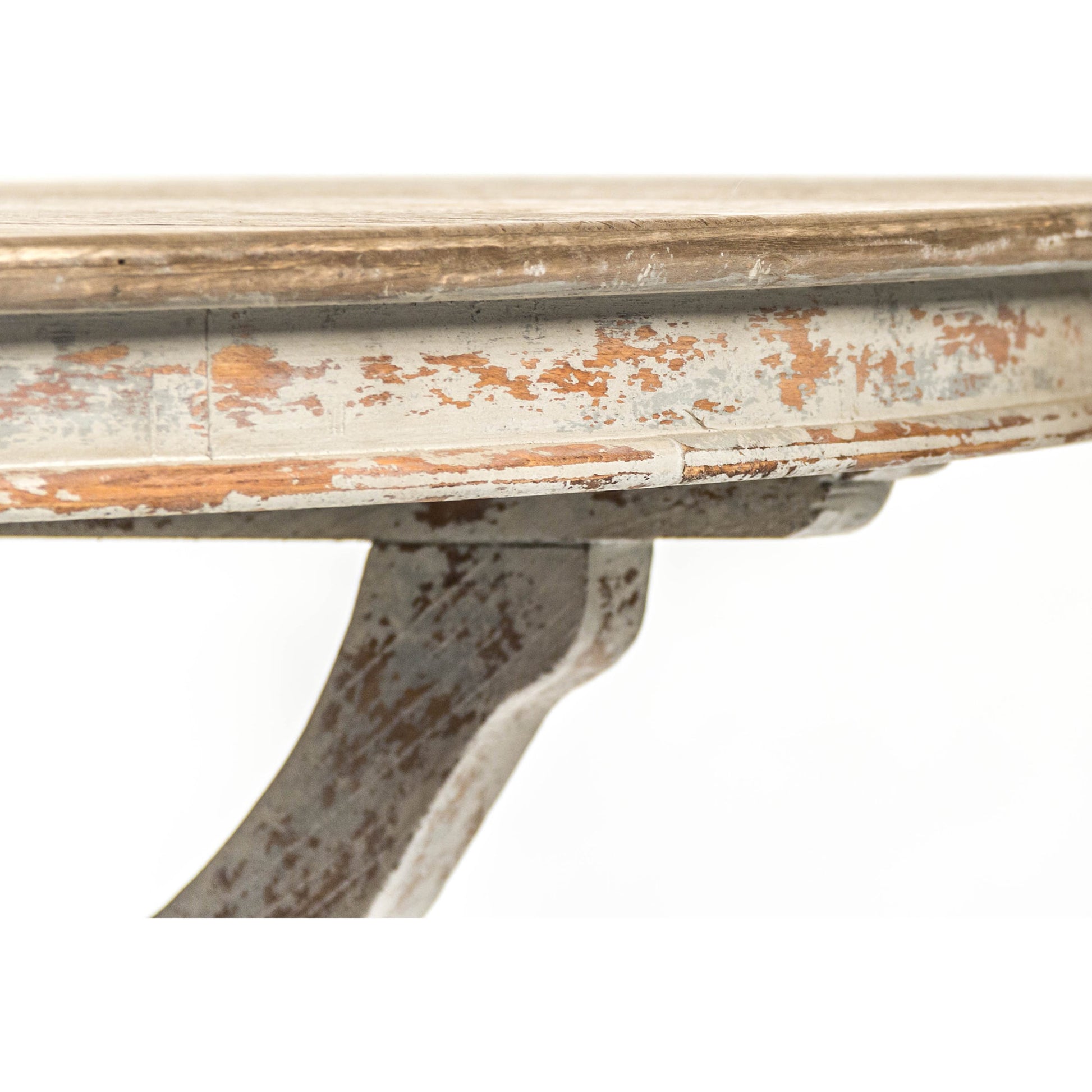 Provence Dining Table by Zentique in natural top, distressed gray and elm. Made from elm in a traditional style.