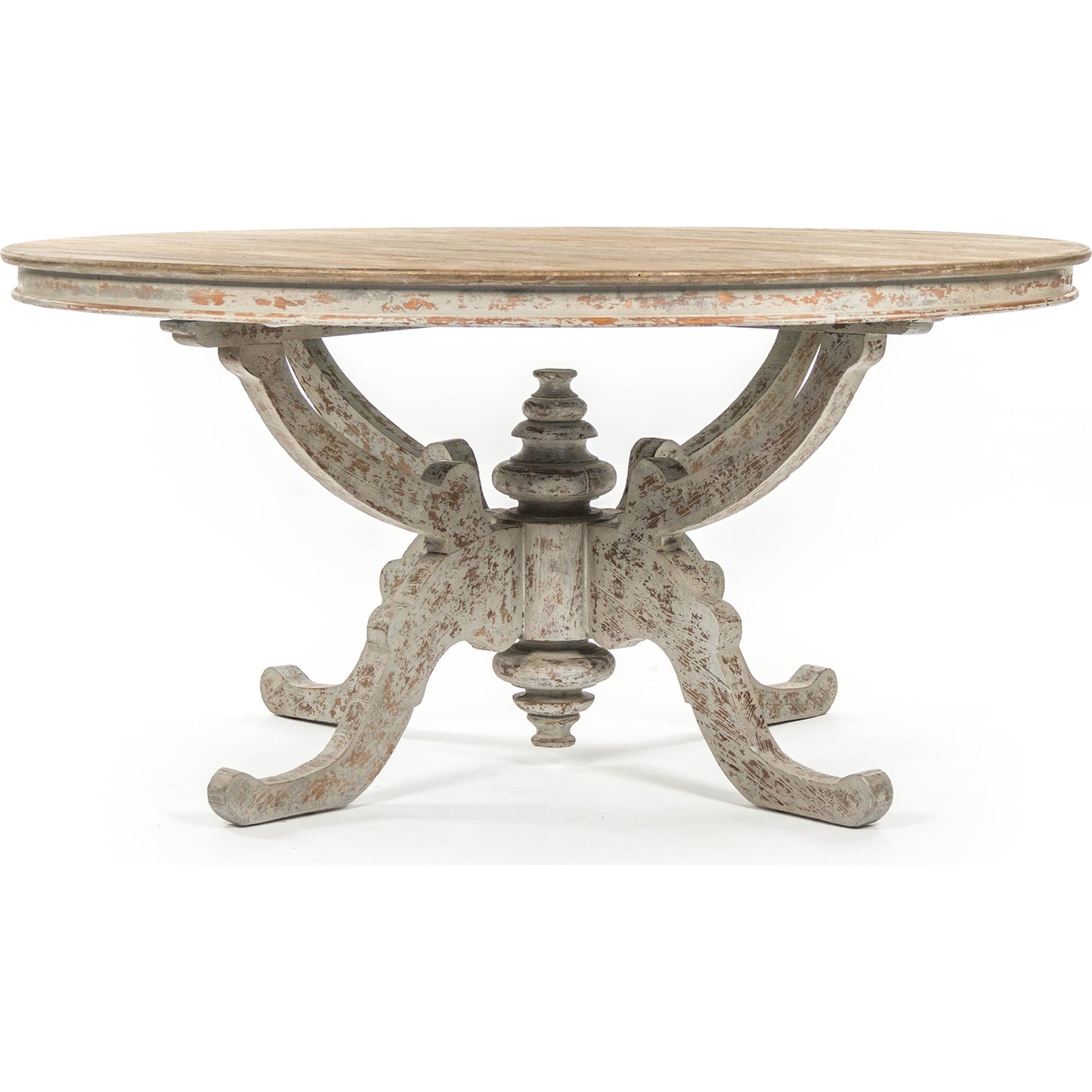 002 S-338143 | Additional Silo | Provence Dining Table by Zentique in natural top, distressed gray and elm. Made from elm in a traditional style.
