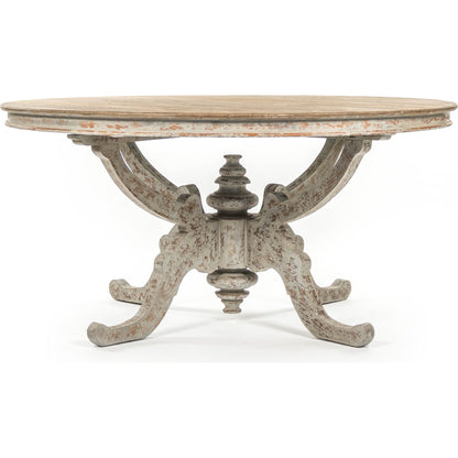 Provence Dining Table by Zentique in natural top, distressed gray and elm. Made from elm in a traditional style.