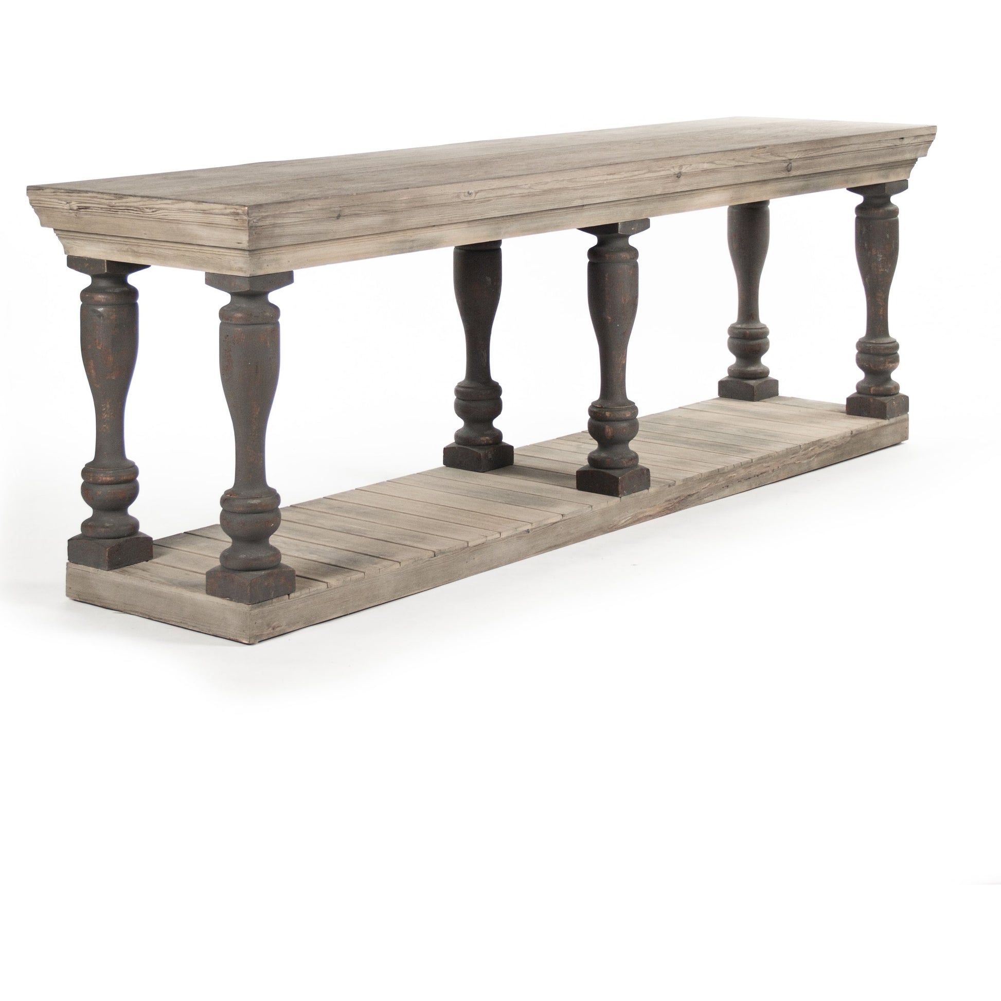 Bartek Console by Zentique in weathered and elm, pine wood. Made from elm, pine wood in a cottage & farmhouse style.