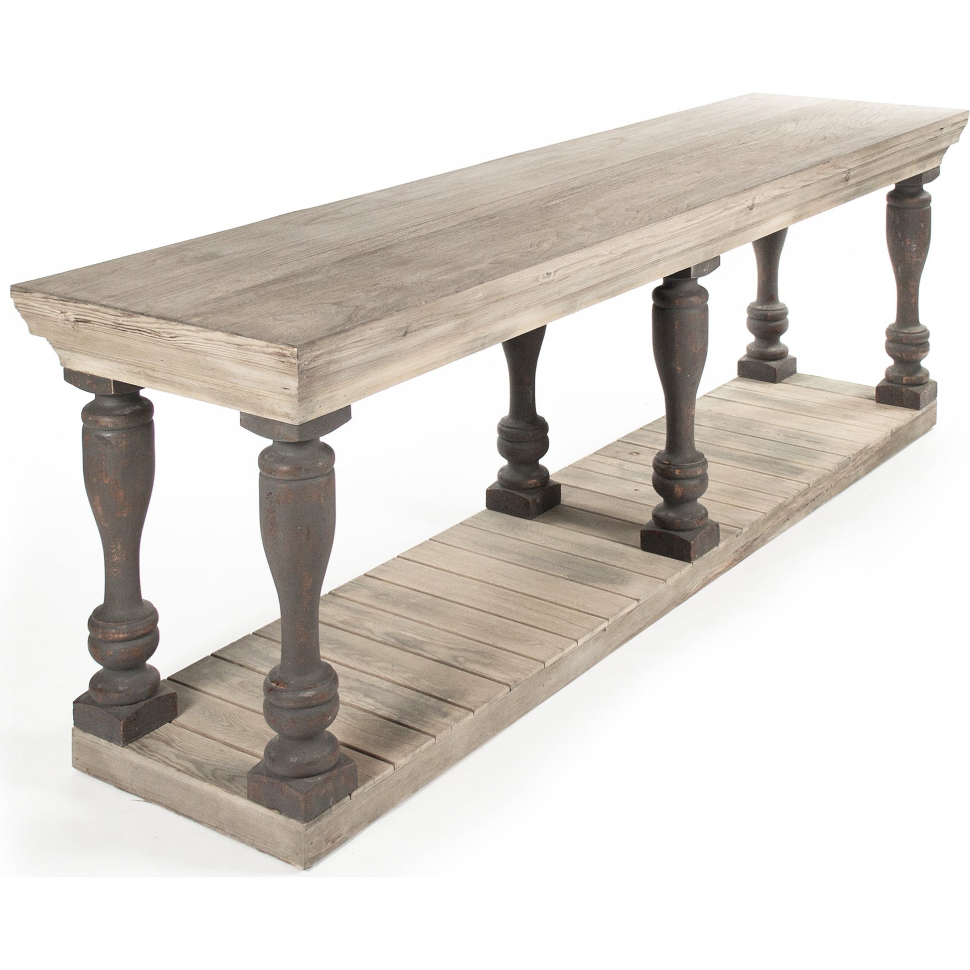 Bartek Console by Zentique in weathered and elm, pine wood. Made from elm, pine wood in a cottage & farmhouse style.