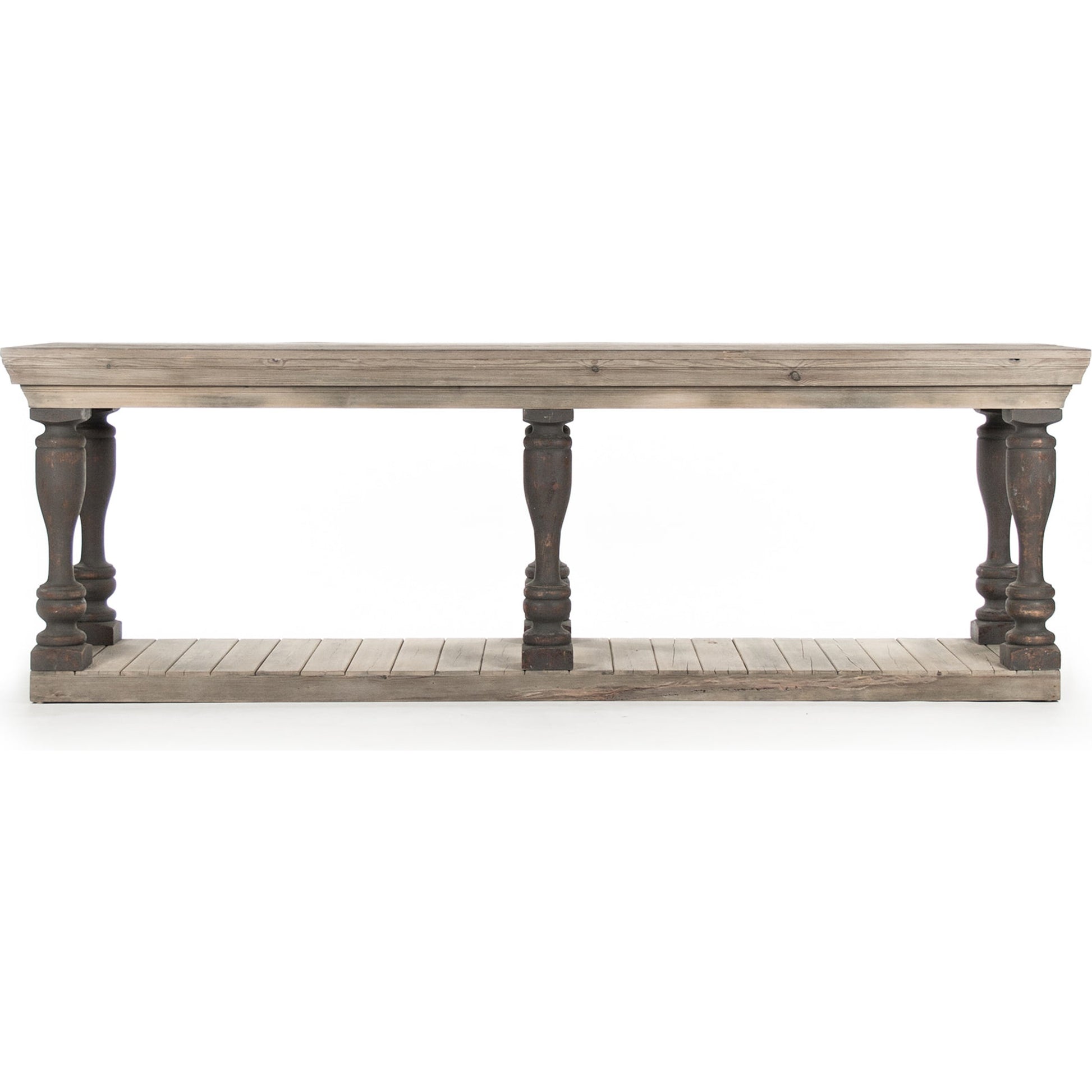 Bartek Console by Zentique in weathered and elm, pine wood. Made from elm, pine wood in a cottage & farmhouse style.