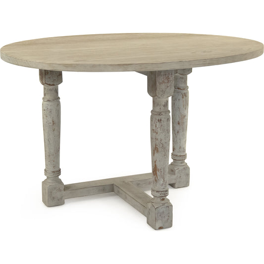 Prague Table by Zentique in natural top, distressed gray base and elm, birch. Made from elm, birch in a traditional style.