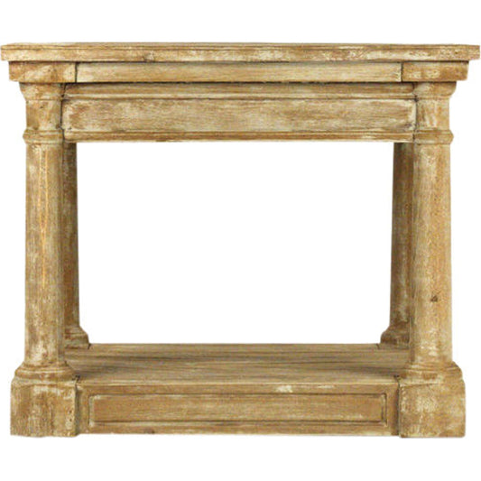 Luc Side Table by Zentique in weathered tan and oak. Made from oak in a traditional style.