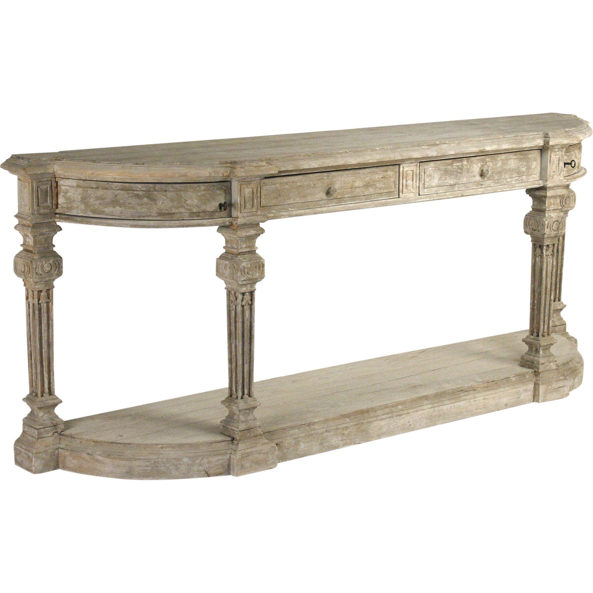 Rockford Console by Zentique in distressed and elm. Made from elm in a traditional style.
