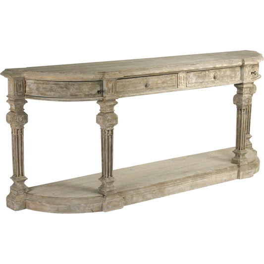 Rockford Console by Zentique in distressed and elm. Made from elm in a traditional style.